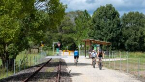 The Dunbible Station development with a rest area and interpretive signage [2023]